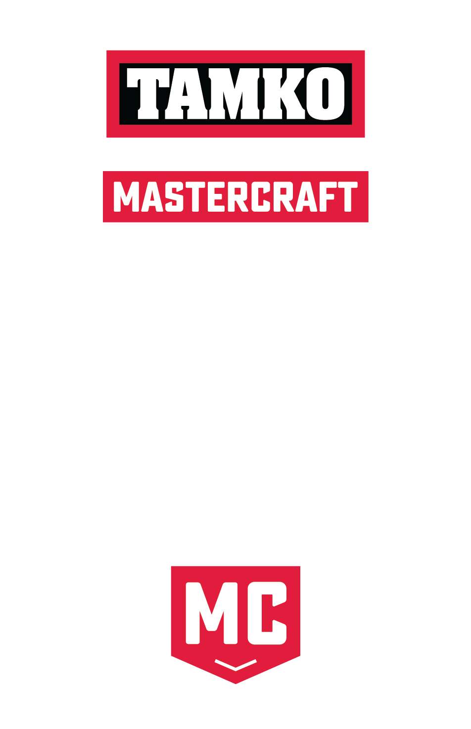Tamko Mastercraft Pro logo in white and red, showcasing the brand's roofing products.
